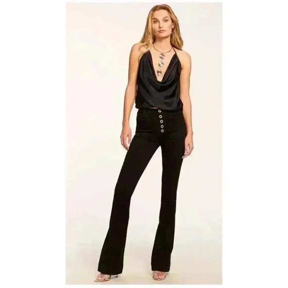 NEW Ramy Brook Cindy High Rise Flare Jeans Black Size 26/27 - Picture 1 of 14